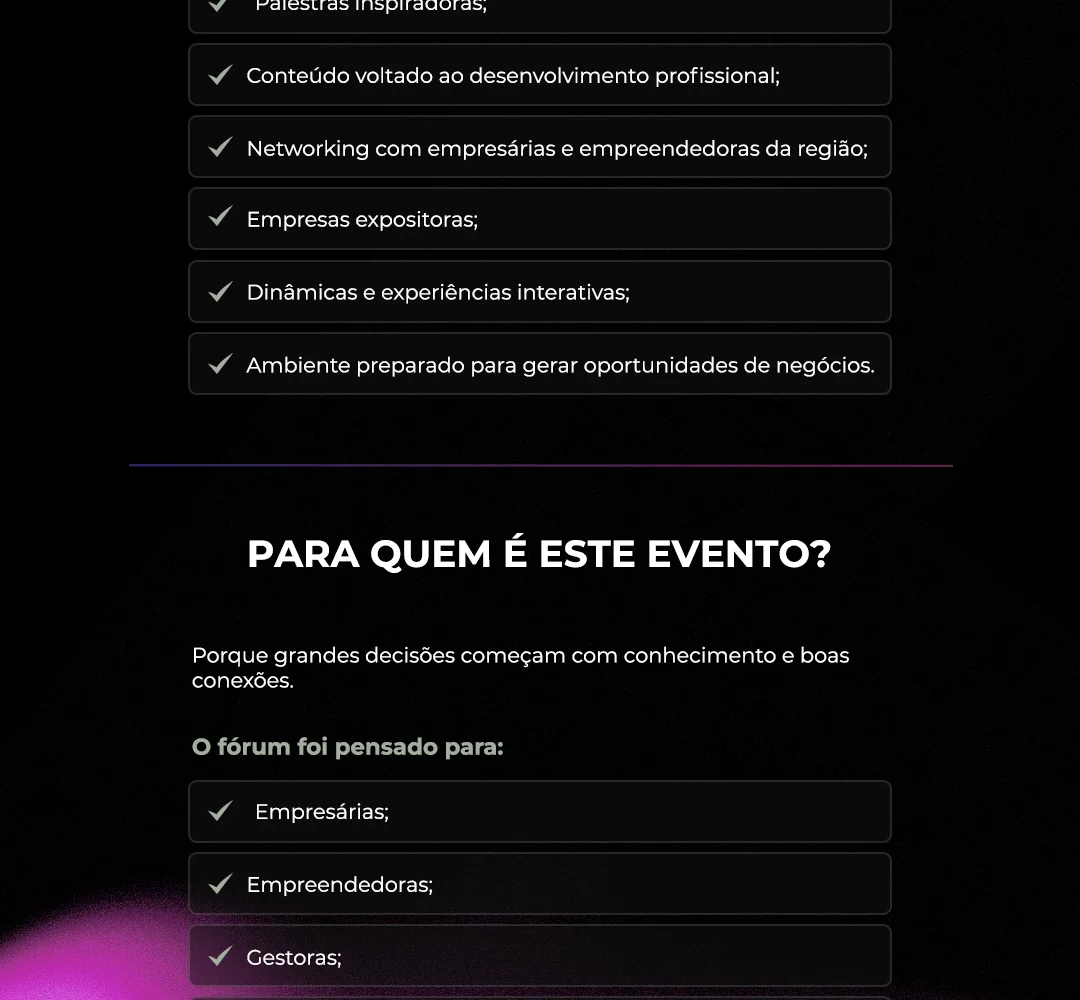 Seção Para quem é este evento
