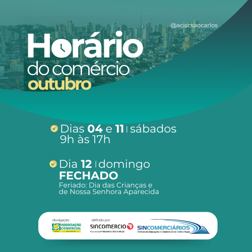 Horário do Comércio de outubro 