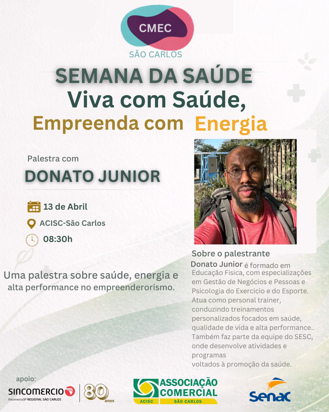 Semana da Saúde promove palestra sobre bem-estar e empreendedorismo em São Carlos