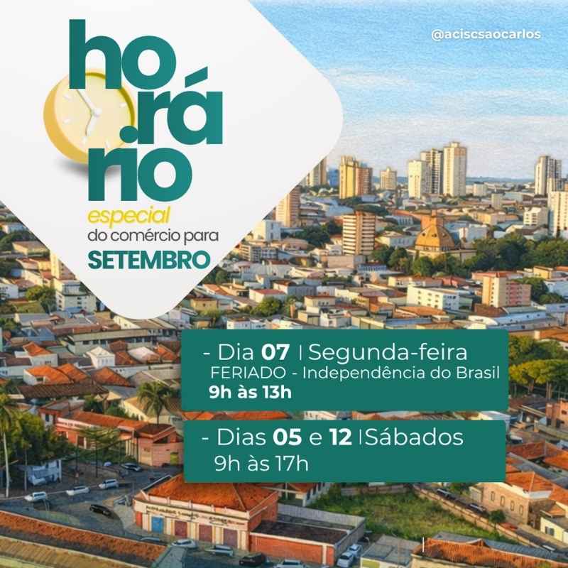 Comércio de São Carlos terá horários especiais em setembro